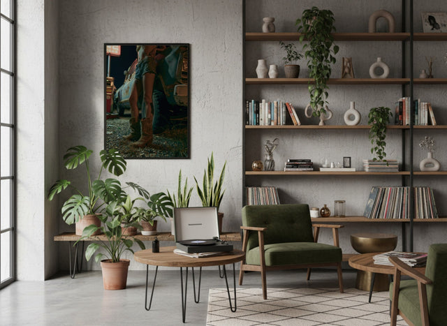 Night Stop framed art in a modern living room